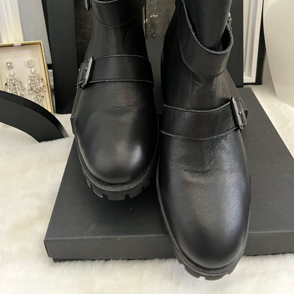 SPLENDID Black Karyln LL2312 Moto Motorcycle Leather Sherpa lined fold down 10 - Picture 6 of 16